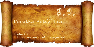 Beretka Vitália névjegykártya
